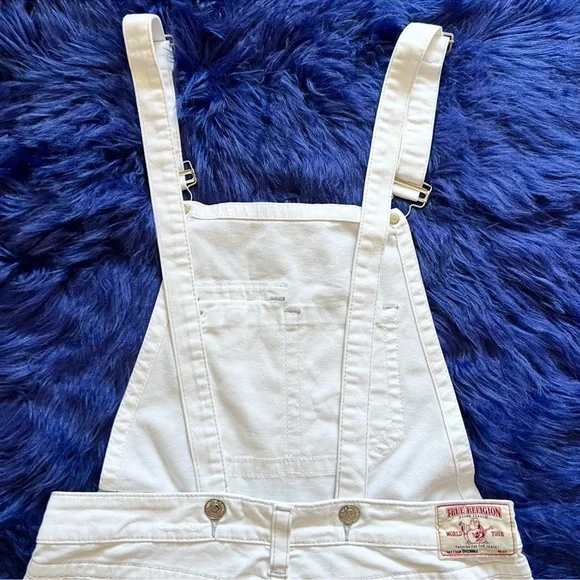 TRUE RELIGION Ripped Frayed Hem Jean Denim Overalls - Picture 11 of 14